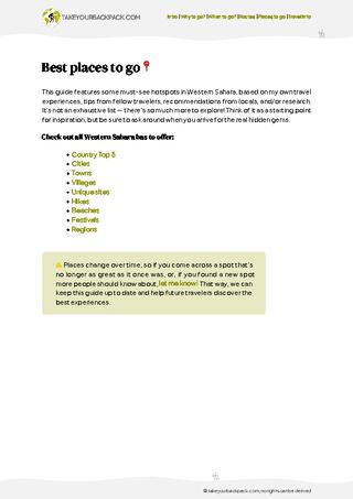 example page 3 from our offline Travel Guide for Western Sahara